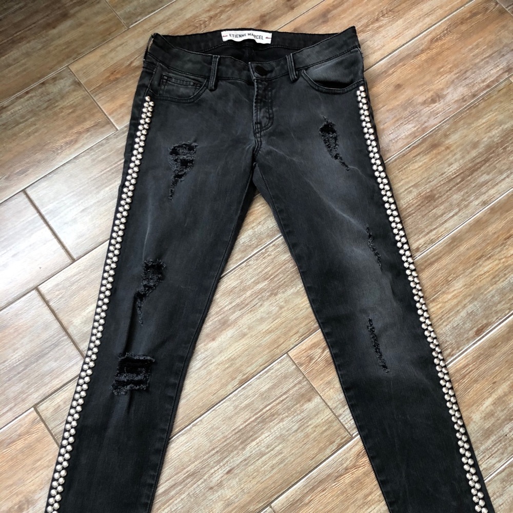 Etienne Marcel dark grey studded jeans. Size 26